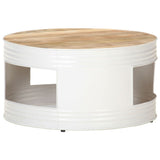 Coffee Table White 68x68x36 cm Solid Mango Wood 321932