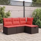 Garden Stool with Cushion Brown 55 x 55 x 37 cm Poly Rattan 366230
