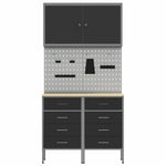 Work Bench with Drawer 5 pcs Black 100 x 55 x 200 cm Steel 3321420