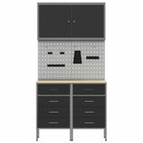 Work Bench with Drawer 5 pcs Black 100 x 55 x 200 cm Steel 3321420