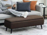 Linen-Look 92 x 31cm Storage Ottoman - Dark Brown T3398P377976