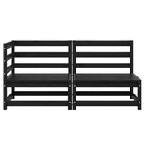 2 Piece Garden Lounge Set Black Solid Pinewood 805694