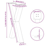 Dining Table Legs X-Shaped 2 pcs White 50x cm Steel 4012969