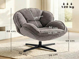 Modern Wingback Accent Chair, Velvet Armchair with Four-Star Base, S-Springs, Swivel, Grey T3398P548766