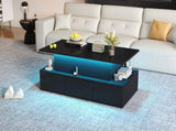100*50*40cm liftable coffee table with 4 drawers, high-gloss side table with LED lighting, sofa N605P374201B