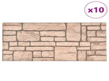 Wall Panels 10 pcs Beige 100 x 50 cm EPS Foam 153607