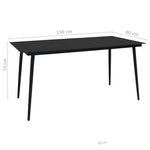 7 Piece Outdoor Dining Set Cotton Rope and Steel Black 48570