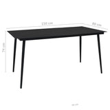 7 Piece Outdoor Dining Set Cotton Rope and Steel Black 48570