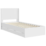 Bed Frame with Storage and Headboard White 100 x 200 cm 3413971
