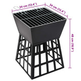 2-in-1 Fire Pit and BBQ 34x34x48 cm Steel 315089