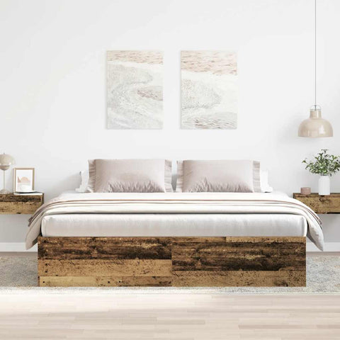 Bed Frame without Mattress Old Wood 200x200cm Engineered Wood 3328869