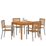 Garden Dining Set 5 pcs Grey Solid Acacia Wood 3365533