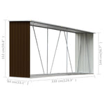 ZNTS Garden Log Storage Shed Galvanised Steel 330x84x152 cm Brown 47084