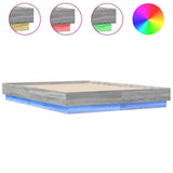 Bed Frame with LED without Mattress Grey Sonoma 120x190 cm Small Double 3209826