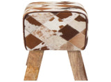 Bench 40 x 30 x 45 cm Real Leather Brown Patchwork 42042101