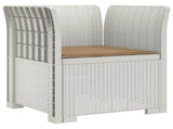 1-Seater Armchair with Cushion Rattan Look PP White 8011862