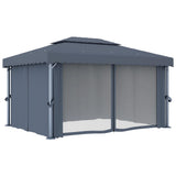 Gazebo with Curtain&LED String Lights 4x3 m Anthracite 3070355