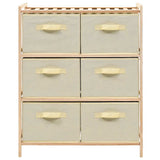 246439 Storage Rack with 6 Fabric Baskets Cedar Wood Beige