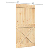 Sliding Door Natural and White 100 x 210 cm Solid Pine Wood 3445043
