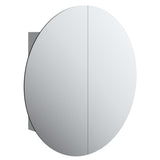 Bathroom Cabinet with Round Mirror&LED Grey 54x54x17.5 cm 345589
