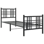 Metal Bed Frame without Mattress with Footboard Black 75x190cm 376332