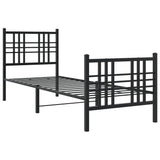 Metal Bed Frame without Mattress with Footboard Black 75x190cm 376332