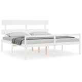 Senior Bed without Mattress White Super King Size Solid Wood 3195367