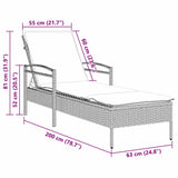 Sun Lounger Reclining Black 63 x 200 x 81 cm Poly Rattan 368307