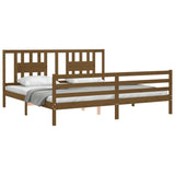 ZNTS Bed Frame without Mattress Honey Brown 200x200 cm Solid Wood 3194594