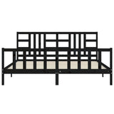 Bed Frame without Mattress Black 200x200 cm Solid Wood Pine 3191995