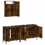 3 Piece Bathroom Furniture Set Smoked Oak Engineered Wood 3214792