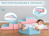2-piece Soft Play Set, Baby Foam Climber Block for Toddler 1-3 Years, Pink Blue T3398P348560