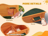 Feral Cat House, Wooden Insulated with Removable Floor, Water-Resistant Openable Roof - Orange T3398P376203