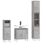 ZNTS 3 Piece Bathroom Cabinet Set Concrete Grey Engineered Wood 3187793