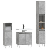 ZNTS 3 Piece Bathroom Cabinet Set Concrete Grey Engineered Wood 3187793