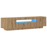 TV Cabinet with LED Lights Artisan Oak 160x35x40 cm Engineered Wood 856360
