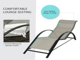 3 Pieces Sun Lounger Chair Set, Metal Frame Garden Outdoor Sunbathing Chair with Side Table and T3398P320053