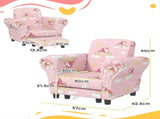 2 Piece Kids Sofa Set with Unicorn Design, Wooden Frame, for 1.5-3 Years Old, Pink T3398P347658