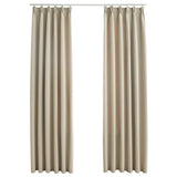 Blackout Curtains with Hooks 2 pcs Beige 140x245 cm 134448