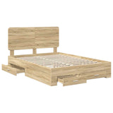 Bed Frame with Drawer Sonoma Oak 140 x 200 cm Engineered Wood 3412776