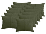 Cushion Cover 12 pcs ALMELO Green 45 x 45 cm Corduroy 914781