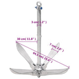 Folding Anchor Silver 12 kg Hot Dip Galvanized Cast Iron 94274