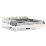 Bed Frame without Mattress White 200x200 cm Solid Wood Pine 3216210
