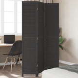 Room Divider 3 Panels Black Solid Wood Paulownia 358847