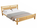 Wooden bed, 4ft6 double bed 135190cm, MDF with rattan paper, Sturdy bed slats, PineMDFPlywood, N604P353108N