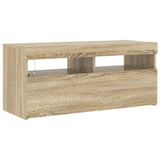 804385 TV Cabinet with LED Lights Sonoma Oak 90x35x40 cm