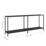 Console Table Black Tempered Glass, Powder-Coated Steel Large 331703
