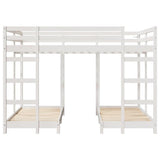 Triple Bunk Bed Frame White 140 x 200 cm Solid Pine Wood 3414565