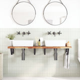 Basin Shelf Wall Mounted Steel and Solid Wood Acacia 3302759