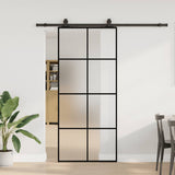Sliding Door with Hardware Set Black 90x205 cm ESG Glass 3375865